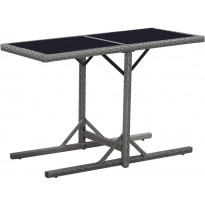 Puutarhapöytä, 110x53x72 cm, lasi ja musta polyrottinki