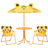 3-osainen lasten bistrosarja aurinkovarjolla, keltainen
