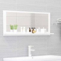 Kylpyhuonepeili korkeakiilto valkoinen 90x10,5x37 cm