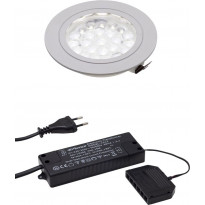 LED-spottivalo Hafa, ø 55mm, 1.65W, IP44, kromi, 2kpl + muuntaja