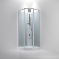 Suihkukaappi INR BRIC 3, 90x90cm, kirkas/huurrettu lasi, valkoinen profiili 