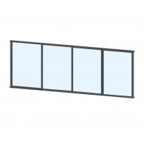 Terassin liukulasi-ikkuna Keraplast 4-os. 1100x3800mm, kirkas/harmaa