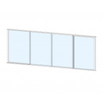 Terassin liukulasi-ikkuna Keraplast 4-os. 1100x3800mm, kirkas/valkoinen