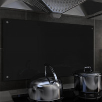 Keittiön roiskesuoja musta 90x50 cm karkaistu lasi