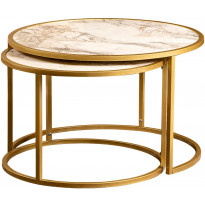 Sarjapöytä Linento Furniture Tambur, 2-osainen, marmori, kulta/valkoinen