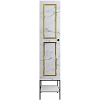 Vaatekaappi Linento Furniture Martin 1, 42cm, valkoinen marmori/kulta
