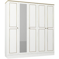 Vaatekaappi Linento Furniture Ravenna 5, valkoinen, 175cm