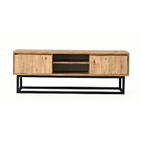 TV-taso Linento Furniture Belinda 180 mänty/musta, Verkkokaupan poistotuote