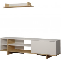 TV-taso ja seinähylly Linento Furniture Stockton, valkoinen/ruskea