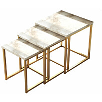Sarjapöytä kolmiosainen Linento Furniture VG7-GE valkoinen marmori/kulta