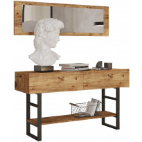 Sivupöytä ja peili Linento Furniture ML24, ruskea