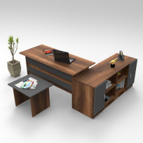 Työpöytäkokonaisuus Linento Furniture VO10, tummanruskea/harmaa