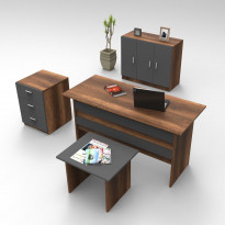 Työpöytäkokonaisuus Linento Furniture VO12, tummanruskea/harmaa