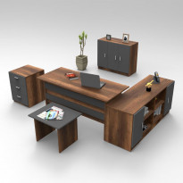 Työpöytäkokonaisuus Linento Furniture VO16, ruskea/harmaa