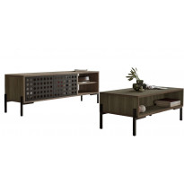 TV-taso ja sohvapöytä Linento Furniture NE5, ruskea/harmaa