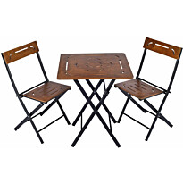 Parvekesetti Linento Garden Bistro Set 3, 2 tuolia + pöytä, kokoontaittuva, musta/pähkinä