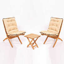 Oleskeluryhmä Linento Garden MY014, 2 tuolia + pöytä, kokoontaittuva, ruskea/kermanvaalea