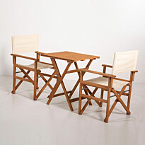 Parvekesetti Linento Garden MY017, 2 tuolia + pöytä, kokoontaittuva, ruskea/kermanvaalea