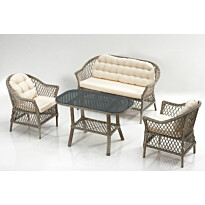 Sohvaryhmä Linento Garden Dove, 2-istuttava sohva, 2 tuolia + pöytä, vaaleanruskea