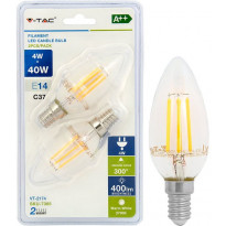 LED-filamenttilamppu V-TAC, 4W, E14, 2700K, 2kpl