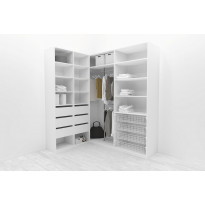 Walk-in closet L-malli, Mirror Line, 2200x1500x1800 mm, valkoinen