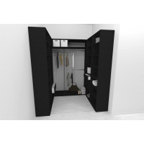 Walk-in closet U-malli Mirror Line, 2100/2400x1600x1800 mm, musta