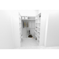 Walk-in closet U-malli Mirror Line, 2100/2400x1600x1800 mm, valkoinen