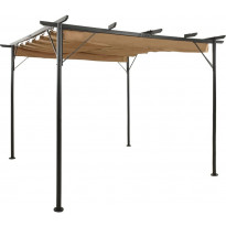 Pergola sisäänvedettävä katto taupe 3x3 m teräs 180 g/mâ²