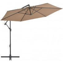 Riippuva aurinkovarjo alumiinipylväällä 300 cm ruskeanharmaa
