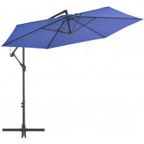 Riippuva aurinkovarjo alumiinipylväällä 300 cm sininen
