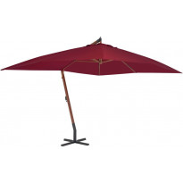 Riippuva aurinkovarjo puupylväällä 400x300 cm viininpunainen