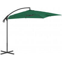 Riippuva aurinkovarjo teräspylväällä 250x250 cm vihreä