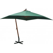 Roikkuva päivänvarjo 300x300 cm puutanko vihreä
