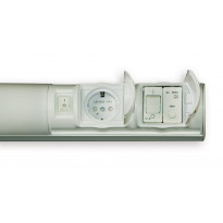 LED-kylpyhuonevalaisin Ensto Alisa, AL14229VLED/DW, 7W/8DW, 597mm, IP44, 1-osainen pistorasia, kytkin, vikavirtasuoja, valkoinen
