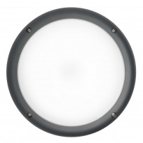 LED-ulkoseinävalaisin Airam Cestus Round, max 100W, E27, Ø261x140mm, IP65, antrasiitti/opaali
