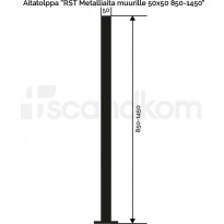 Aitatolppa Scandkom muurille, 50x50x1150mm, rst