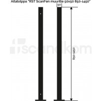 Aitatolppakulma Scandkom ScanFen muurille, 50x50x1250mm, rst