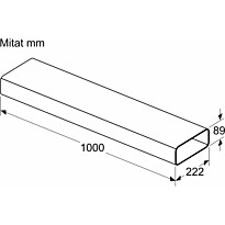 Suora hormikanava Siemens litteä uros 1000mm musta