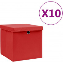 Säilytyslaatikot kansilla 10 kpl 28x28x28 cm punainen