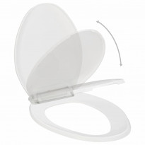WC-istuimen kansi soft-close valkoinen, kapeneva, pikakiinnityksellä, asennusreikiin Ø15 mm