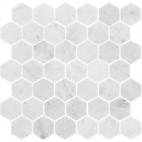 Marmorimosaiikki Carrara Hexagon, kiillotettu, 325x315x10mm