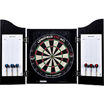 Darts-setti Longfield, taulu, kaappi ja tikat, musta