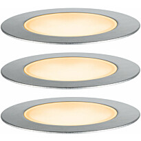 LED-terassivalaisinsarja Paulmann Plug &amp; Shine Floor, IP67, 2200K, 3x2W, hopea, Verkkokaupan poistotuote