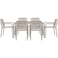 Ruokailuryhmä Gardeno 150cm + 6 pinottavaa tuolia, eri värejä