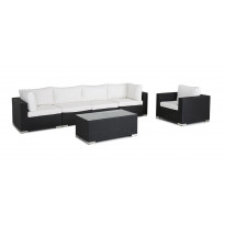 Oleskeluryhmä Bahamas, 4-istuttava sohva + nojatuoli + sohvapöytä, musta/valkoinen