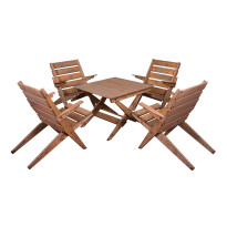 Oleskeluryhmä Miljöökoriste, 4 tuolia + pöytä, mänty, ruskea