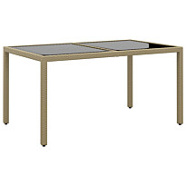 Puutarhapöytä, 150x90x75cm, polyrottinki ja karkaistu lasi, eri värejä